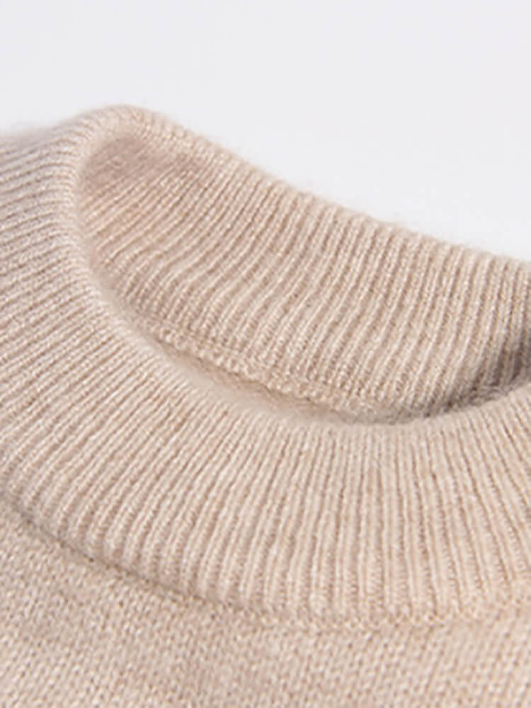 Kids Funny Cartoon Cat and Fish Beige Cashmere Crewneck Sweater